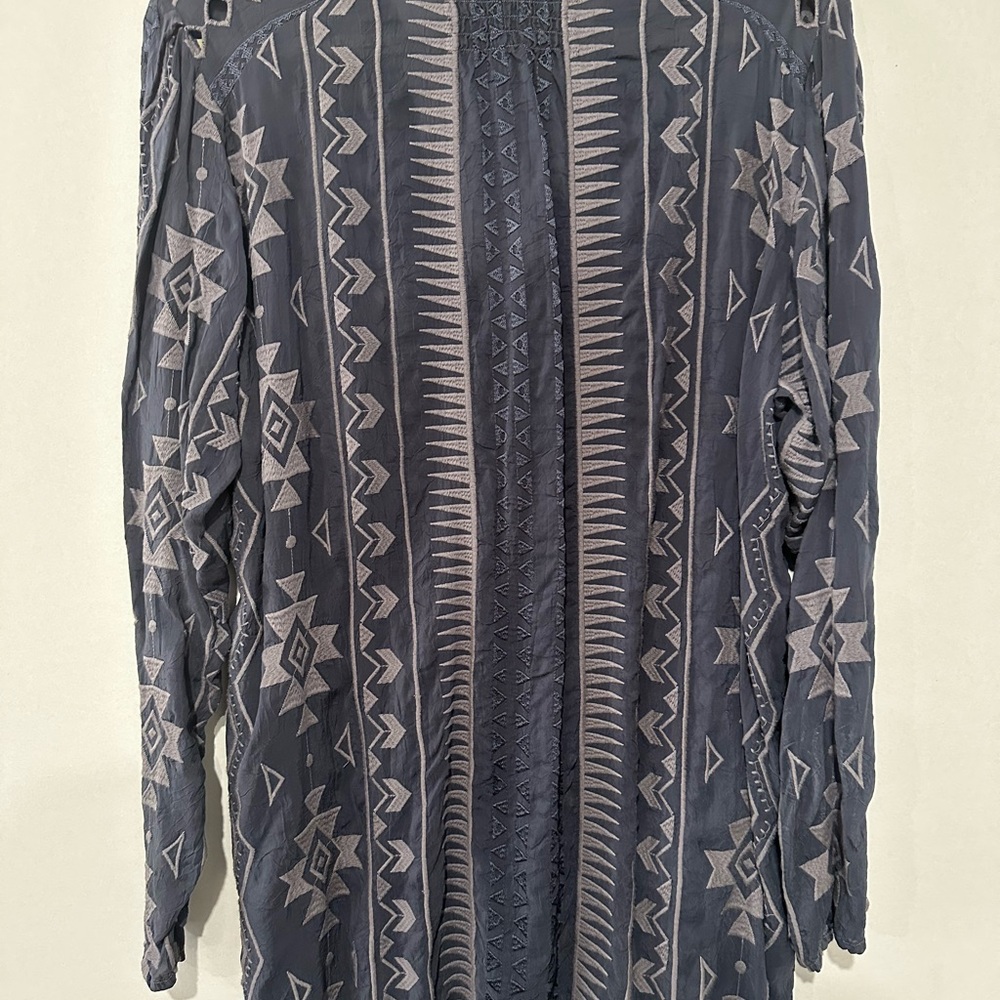 Johnny Was Purple/Gray Geometric Button Down Shirt - Picture 4 of 5